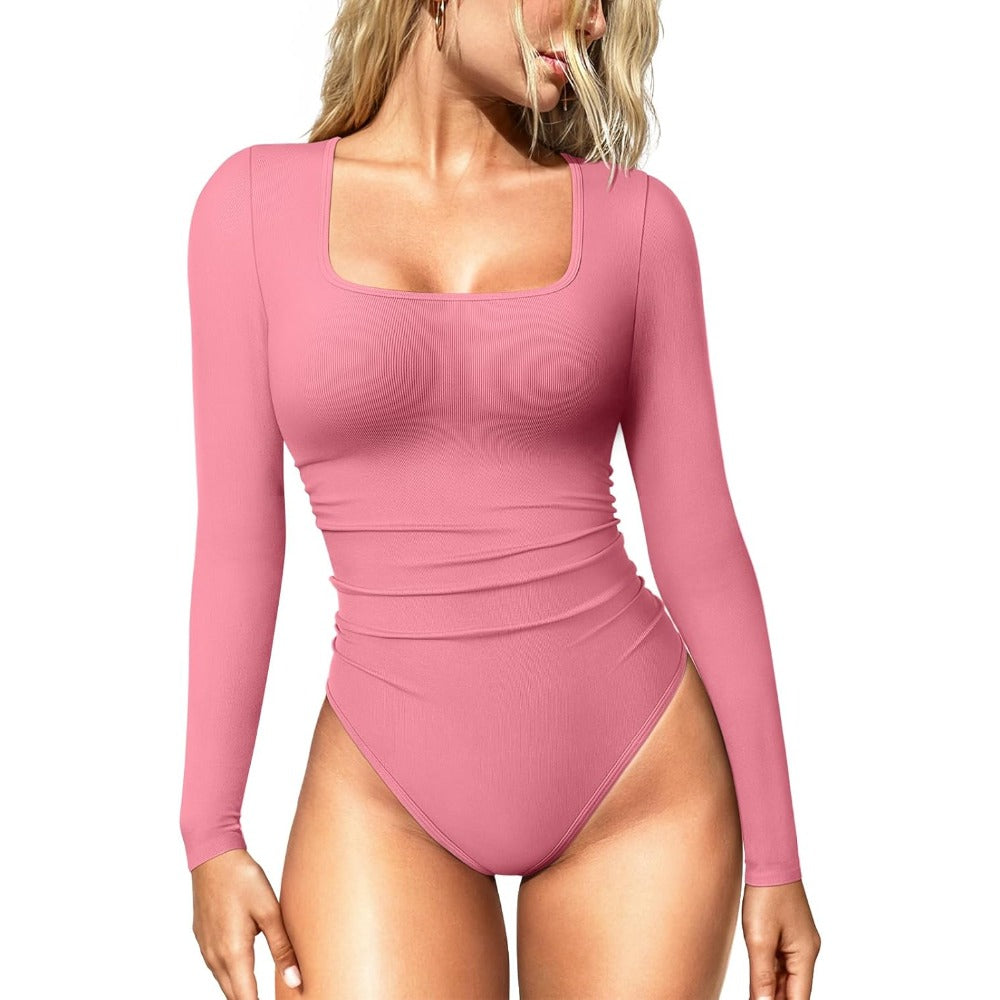 Women's Bodysuits Long Sleeve Square Neck