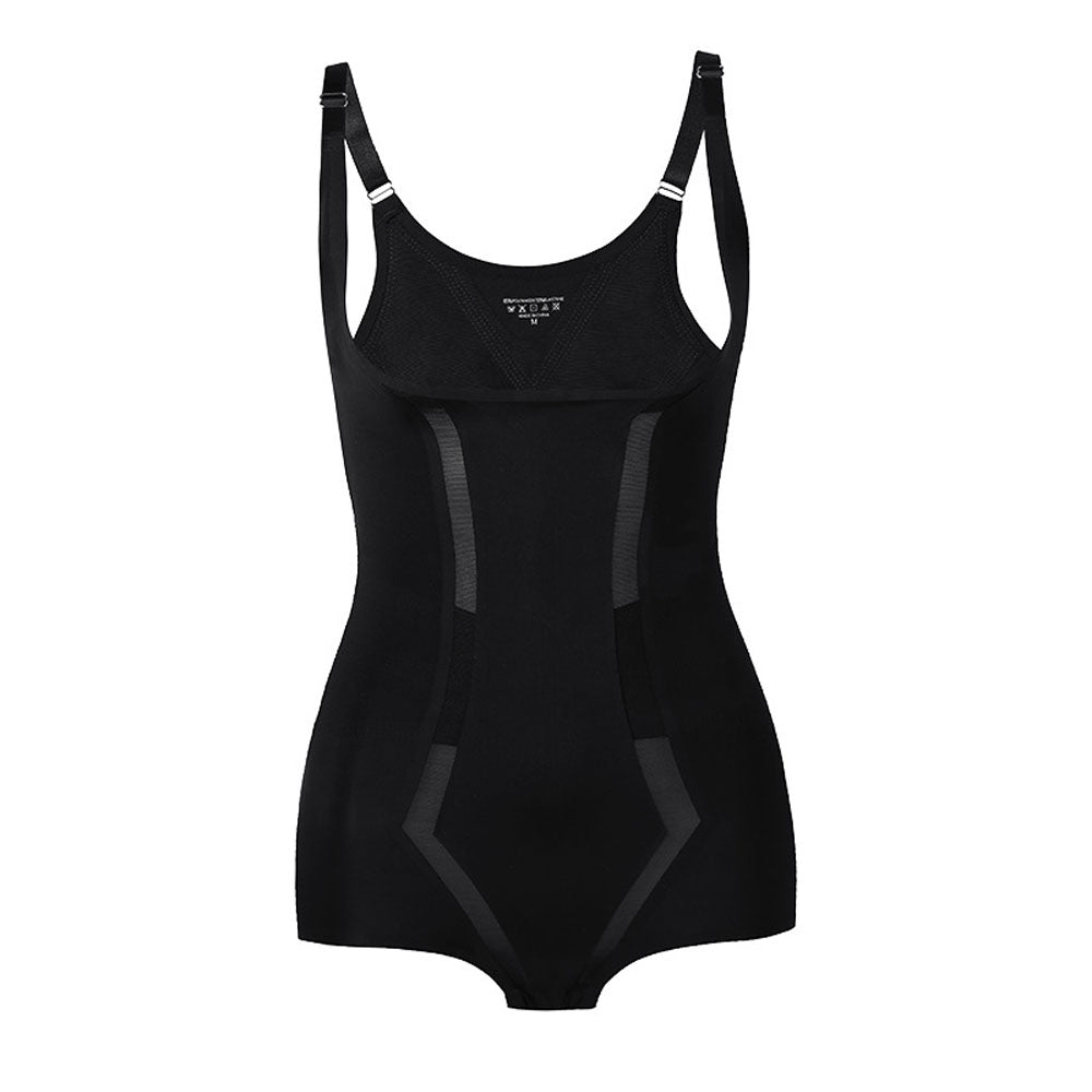 Women's Solid Color Sleeveless Bodysuit Abdominal Support Buttocks Lifting Adjustable Shoulder Strap Cotton Crotch