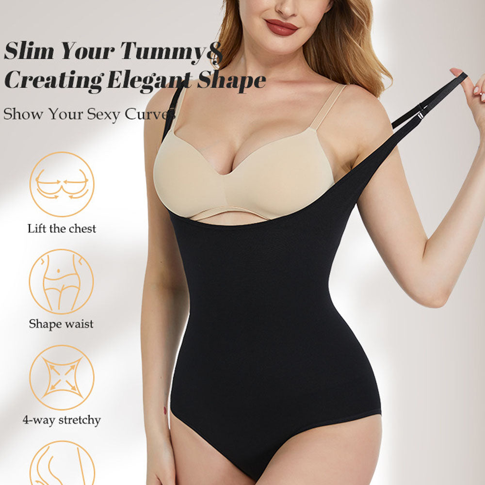 Women's Tummy Control Shapewear Open Bust Bodysuit Waist Trainer Jumpsuit Tops Lace Body Shaper Butt Lifter Panty