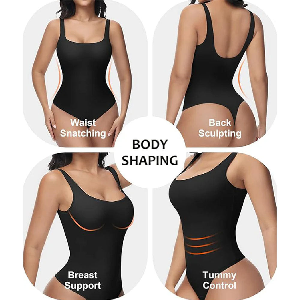 Womens Sexy Deep V Neck Backless Sleeveless Double Lined Thong Bodysuits for Going Out