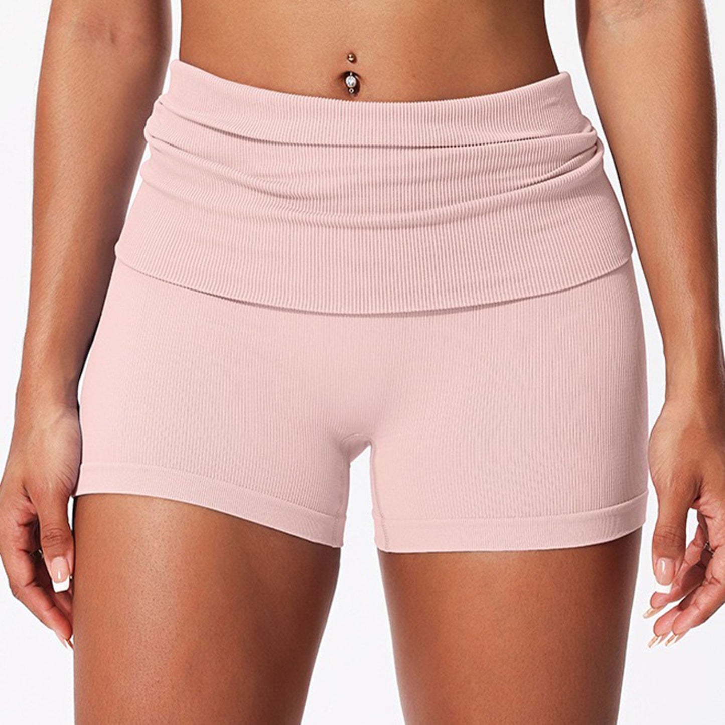 Fold Waist Yoga Shorts Seamless Quick-Drying Sports Pants