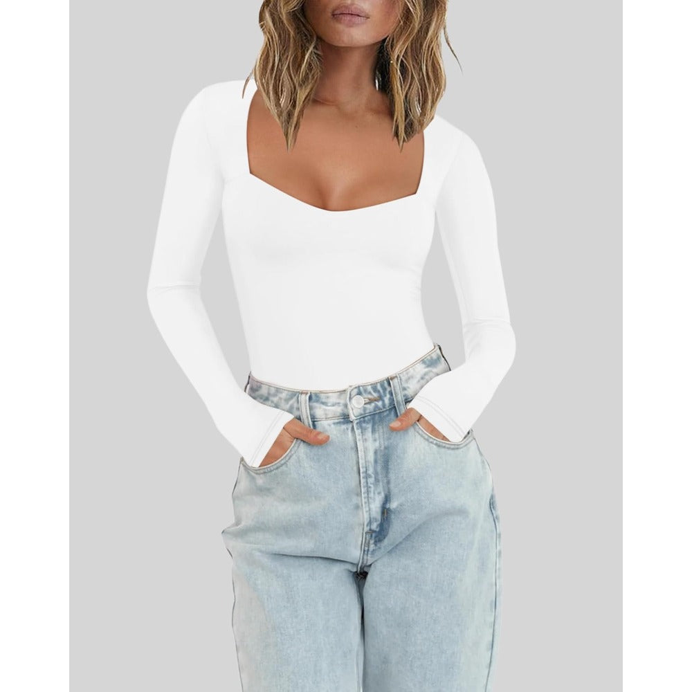 Women's Sexy Sweetheart Neckline Bodysuit Tops