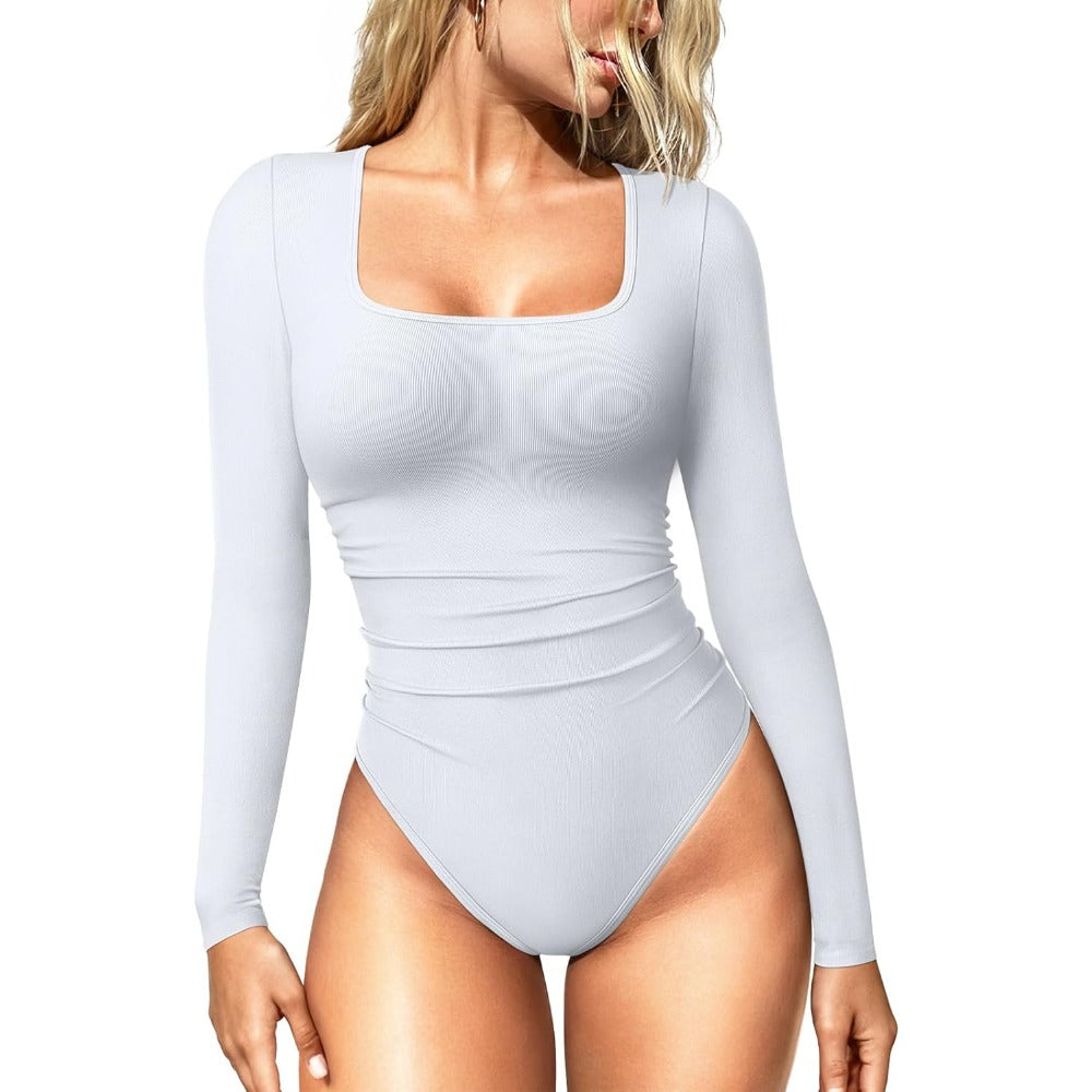Women's Bodysuits Long Sleeve Square Neck