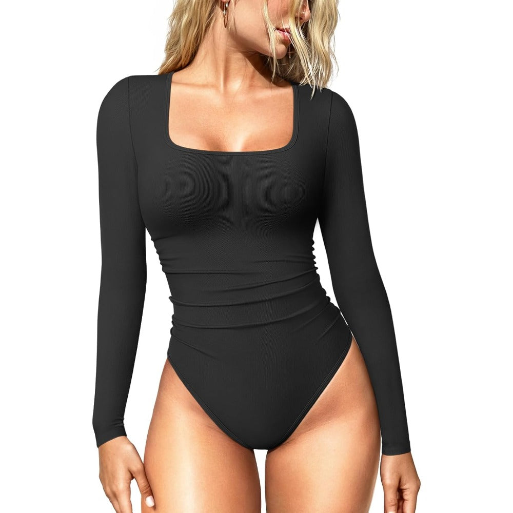 Women's Bodysuits Long Sleeve Square Neck