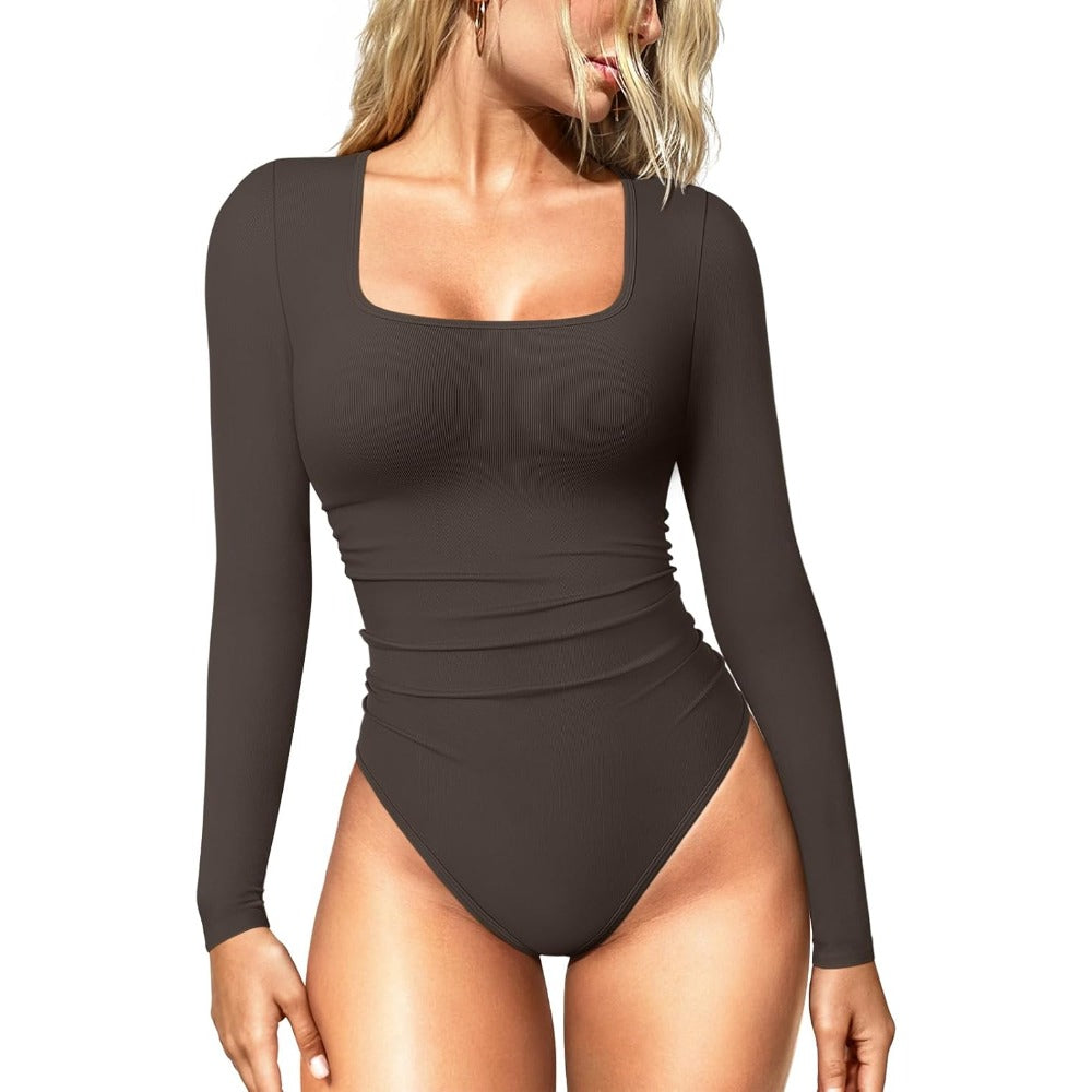 Women's Bodysuits Long Sleeve Square Neck