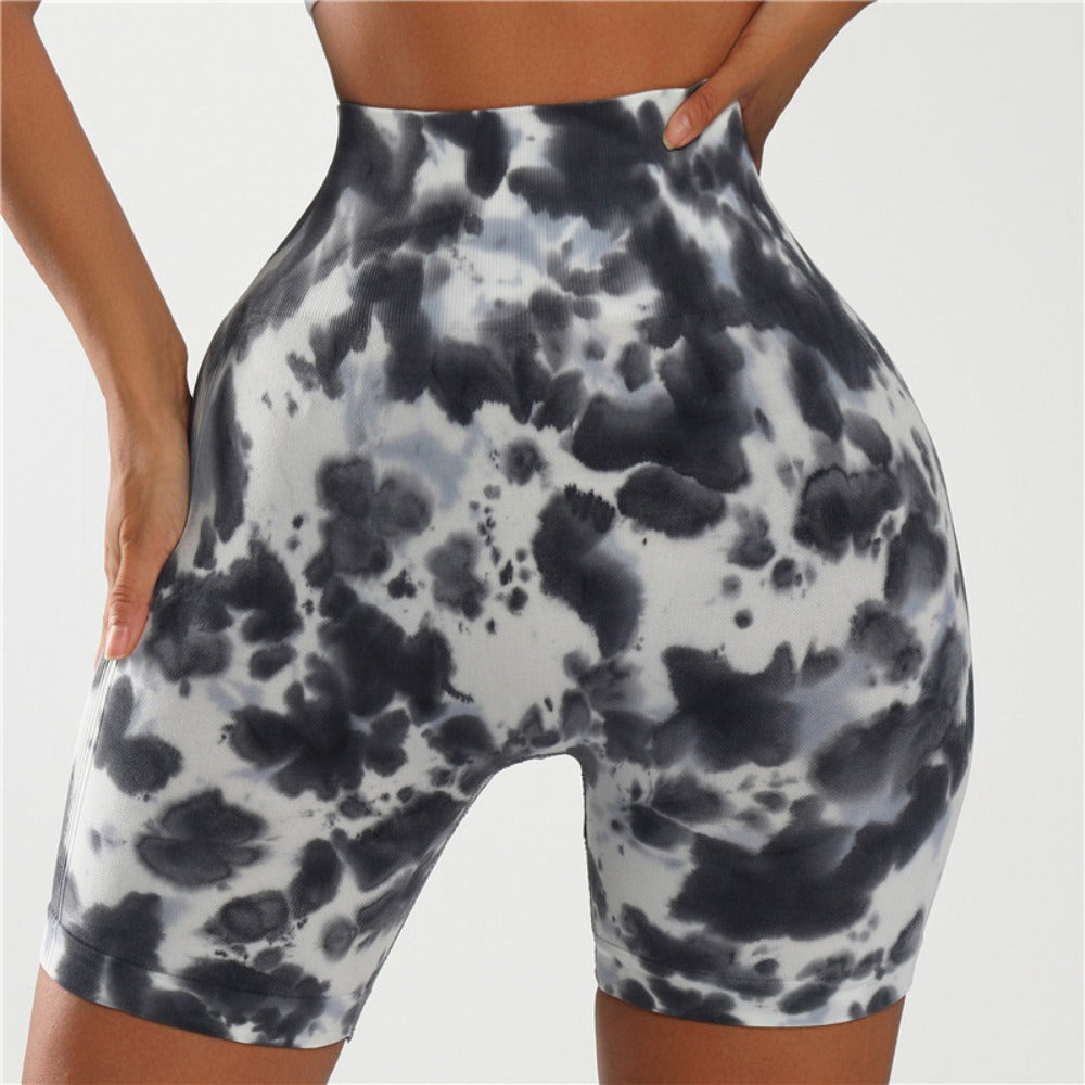 Seamless Tie-dye Gradual Change Yoga Shorts