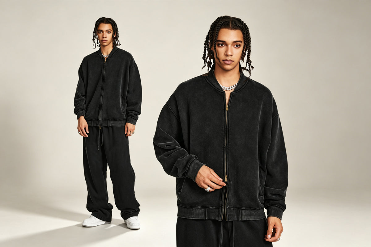 Unbranded model wearing jackets and outerwear