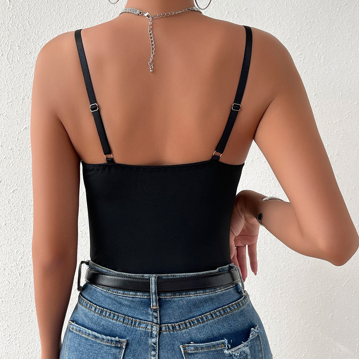 Sheer Mesh Rhinestone Bodysuit – Sleeveless, Fitted & Party-Ready