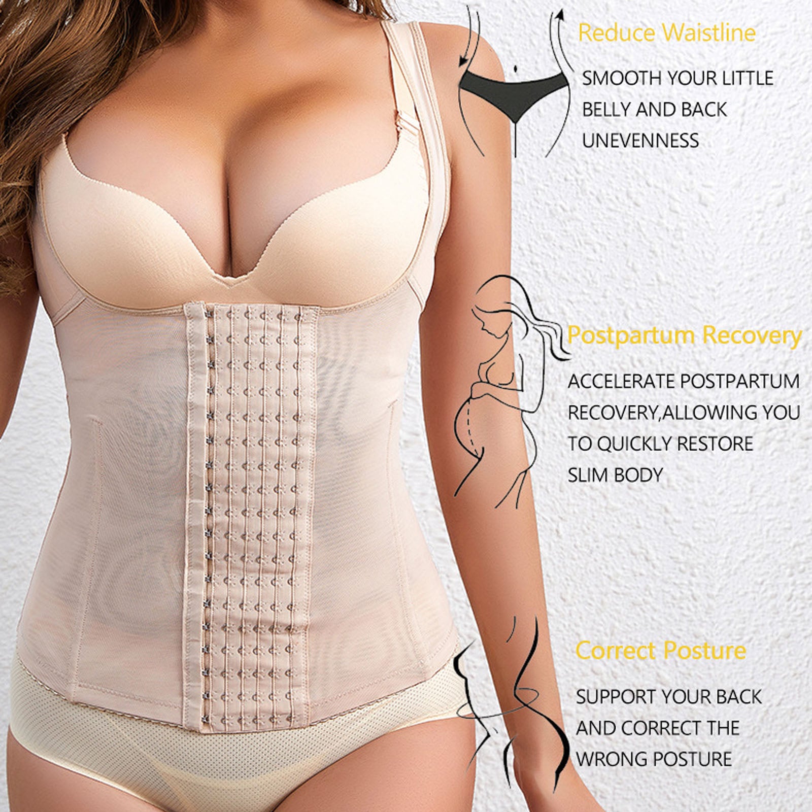 Adjustable Tummy Control Waist Trainer Corset – Slimming Body Shaper for Everyday Support