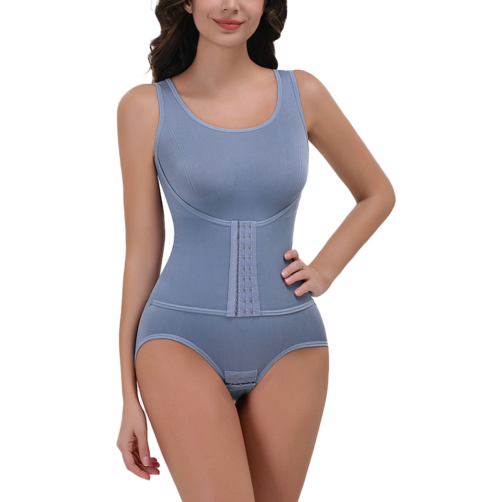 Seamless Tummy Control Full Body Shapewear Bodysuit with Adjustable Hooks