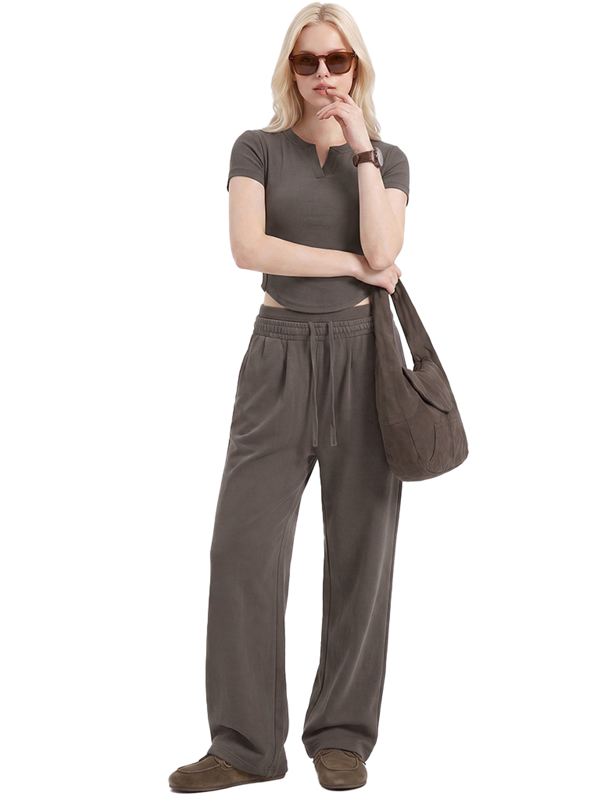 2 Piece Set Women, Short Sleeve and Pants Set for Daily Wear Travel Street
