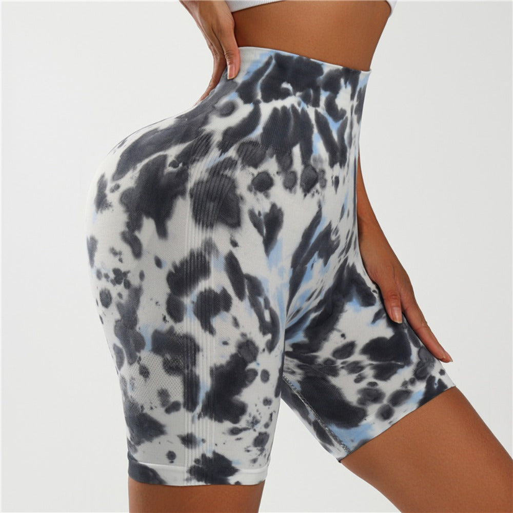 Seamless Tie-dye Gradual Change Yoga Shorts