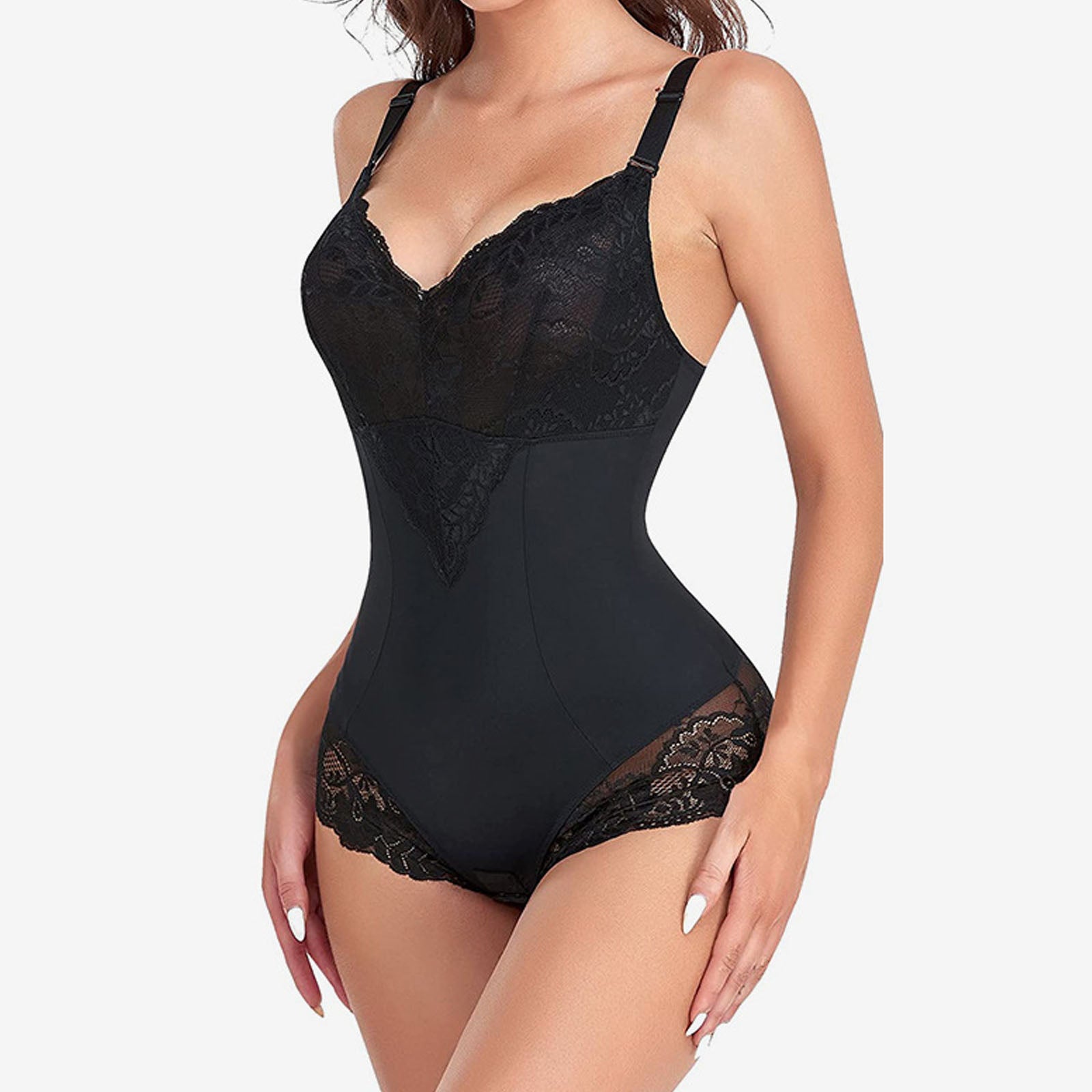 Lace Shapewear Bodysuit for Women Tummy Control Body Shaper Slimming One Piece Bodysuit Thong Shapewear