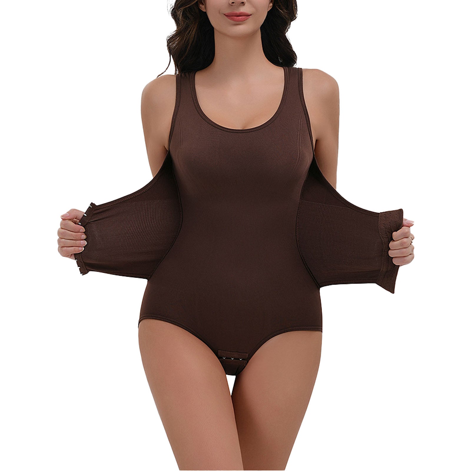 Seamless Tummy Control Full Body Shapewear Bodysuit with Adjustable Hooks