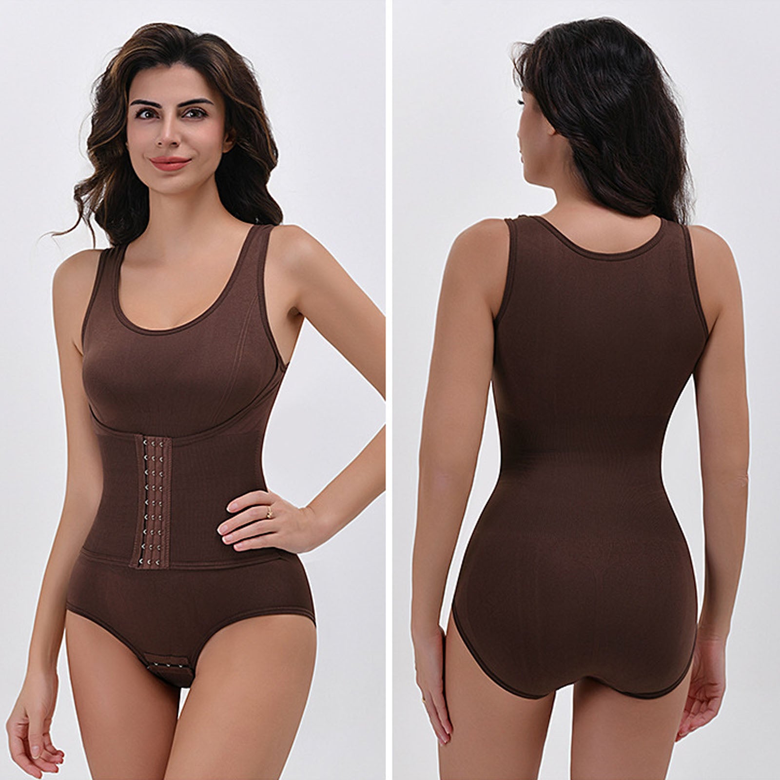 Seamless Tummy Control Full Body Shapewear Bodysuit with Adjustable Hooks