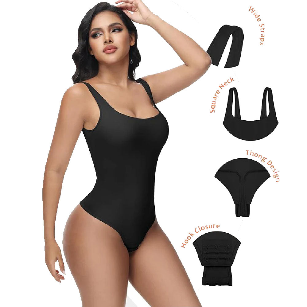 Womens Sexy Deep V Neck Backless Sleeveless Double Lined Thong Bodysuits for Going Out