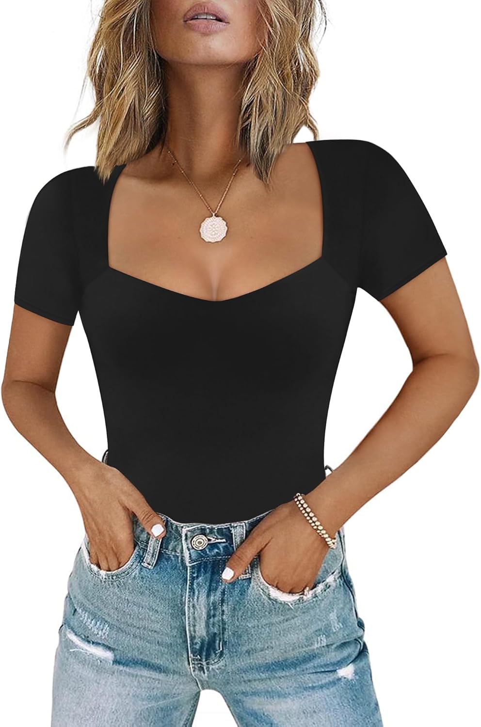 Women's Sexy Sweetheart Neckline Bodysuit Tops