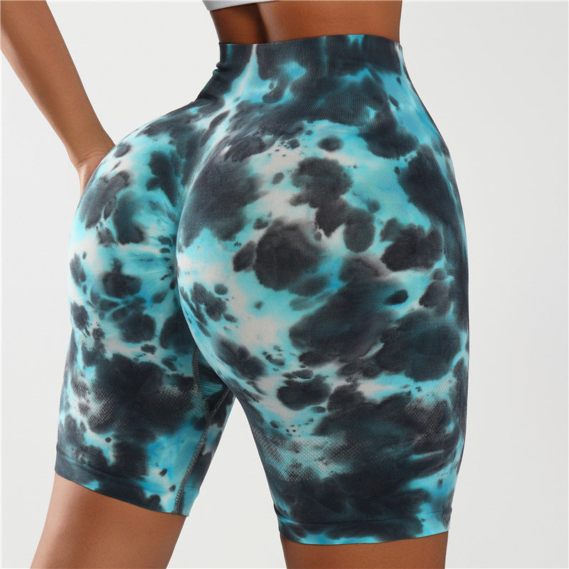 Seamless Tie-dye Gradual Change Yoga Shorts