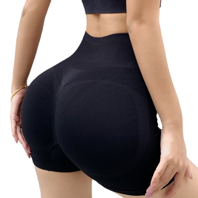 Cross-border smiley face peach hip shorts women's high waist tight three-point fitness sports yoga shorts 5 sizes drive DNU