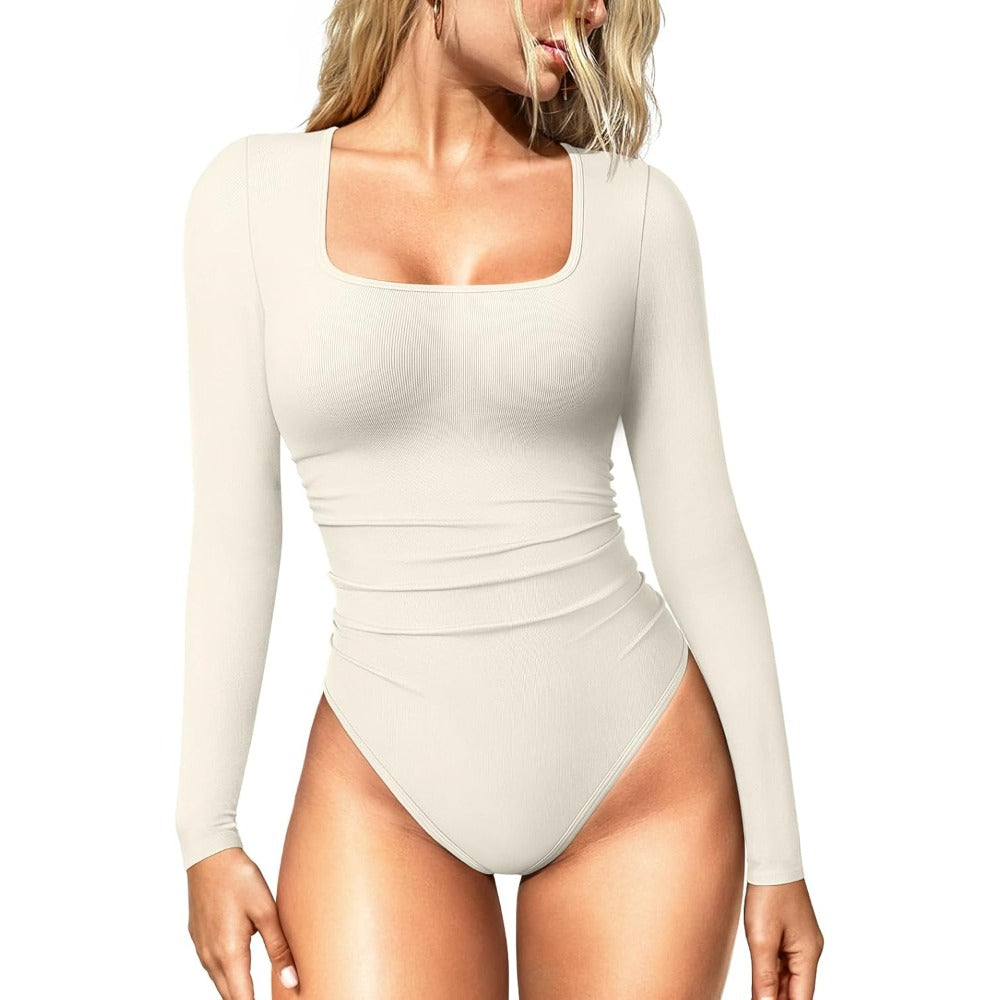 Women's Bodysuits Long Sleeve Square Neck