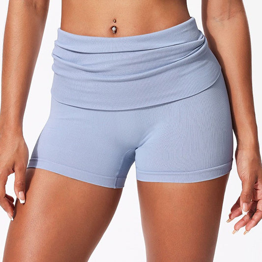 Fold Waist Yoga Shorts Seamless Quick-Drying Sports Pants